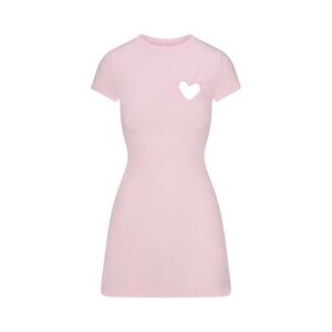 NWT SKIMS Cotton Jersey Heart Mini Dress in Cherry Blossom sz M - RARE
